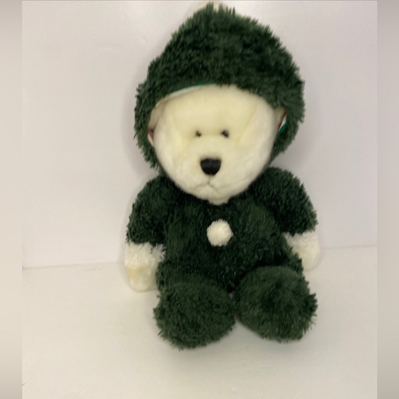 Heritage Collection By Ganz Christmas Teddy Bear Green Suit With Hood Rare HTF - Picture 2 of 15